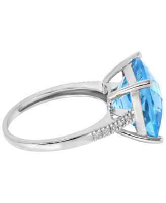 Blue Topaz (7 ct. t.w.) & Diamond (1/20 ct. t.w.) Ring in 14k White Gold