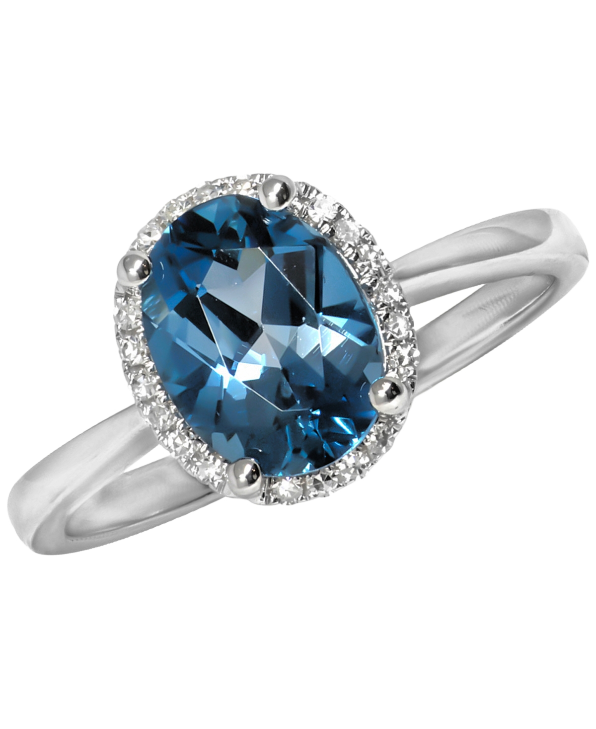Macy's London Blue Topaz (2 ct. t.w.) & Diamond (1/20 ct. t.w.) Ring in 14k White Gold