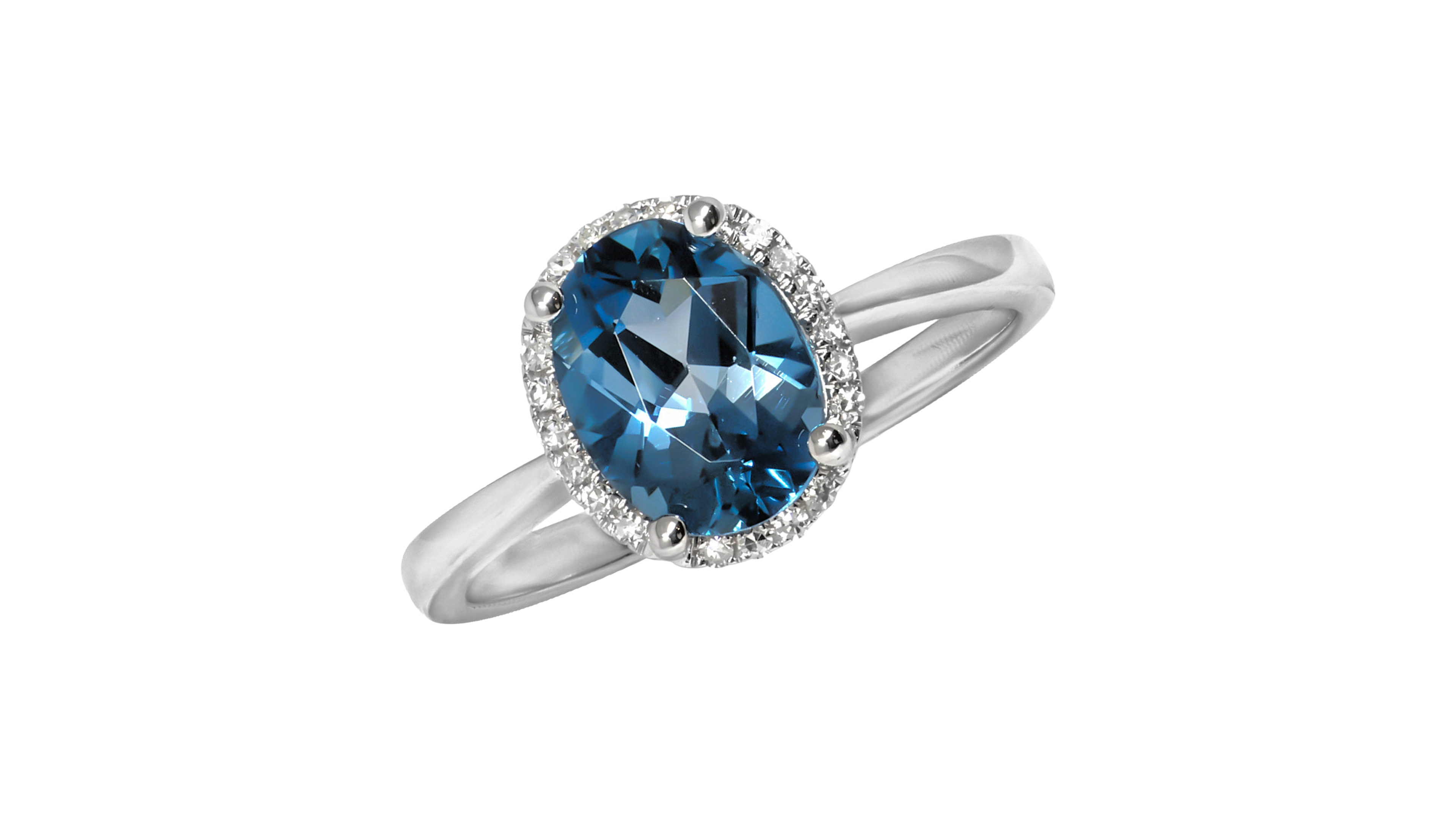 Macy's London Blue Topaz (2 ct. t.w.) & Diamond (1/20 ct. t.w.) Ring in 14k White Gold