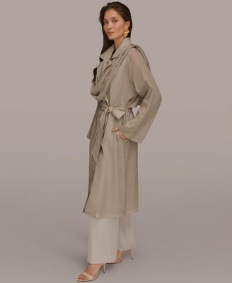 Women's Belted Collared Neck Coat