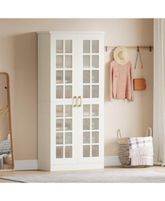 71-Inch Tall Shoe Cabinet with Doors Set of 2, 8-Tier Shoe Storage Cabinet with Adjustable Shelves, Modern Shoe Organizer Shoe Rack Cabinet