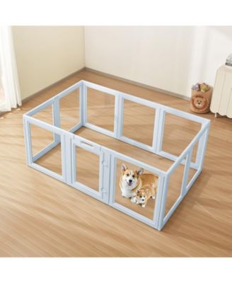 Dog Whelping Box, 76 x 49 x 30 in Plastic Whelping Pen for Large Dogs, Waterproof w/ Clear Windows, Door Lock, Easy-Clean Indoor Birth Kit