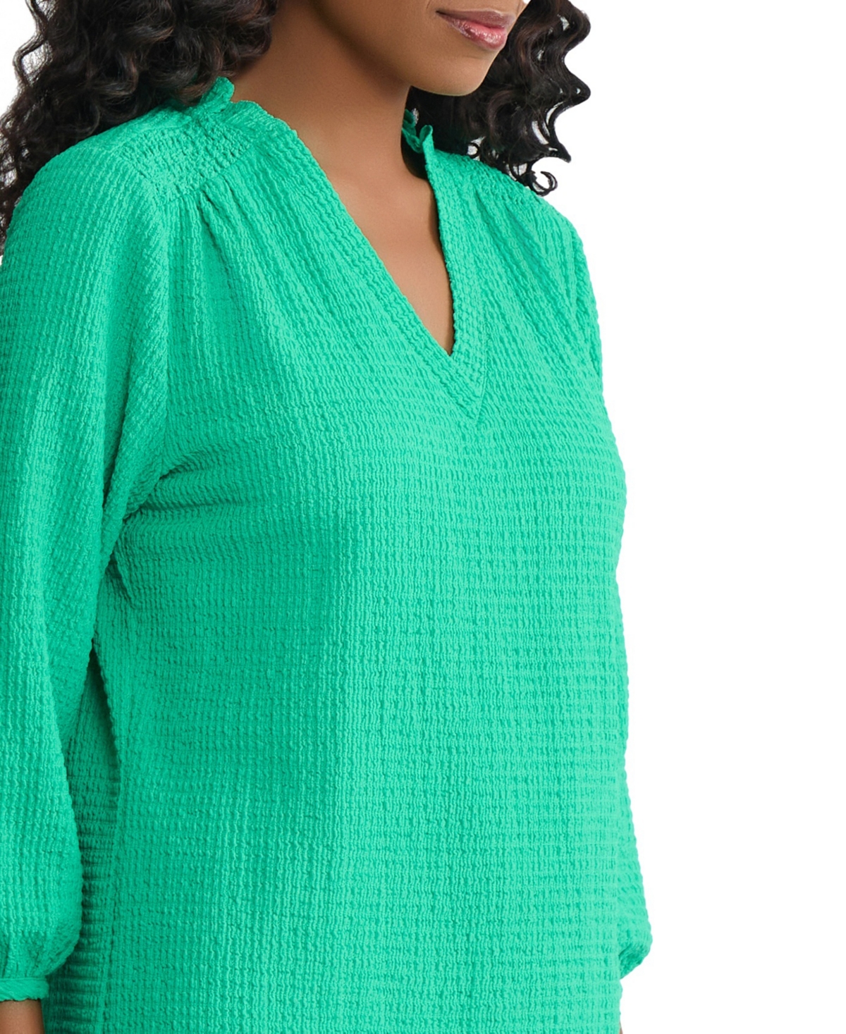 Jones New York Women's Smocked Shoulder Top