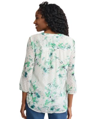 Women's V-Neck Elastic Cuff Sleeve Tunic Top