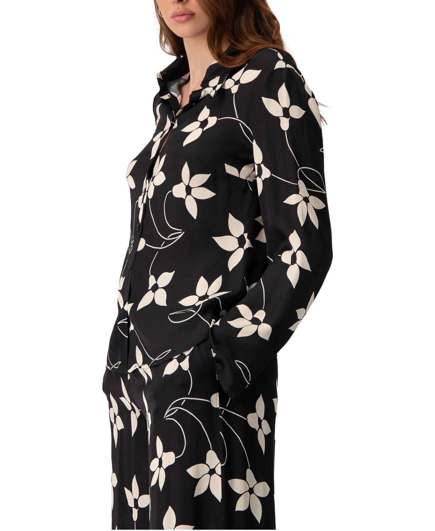Женская блузка Ivonne Long Sleeve Printed Shirt Blouse, цвет: Чёрный — фото 3