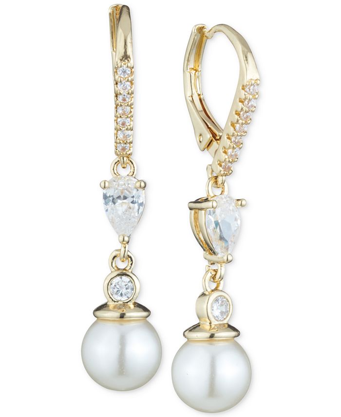 Anne Klein - Imitation Pearl and Crystal Drop Earrings