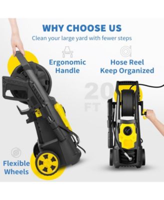 Electric Pressure Washer, 2000 PSI, 1.65 GPM Max, 30 ft Hose with Reel, 5 Nozzles, Foam Cannon, ETL Listed