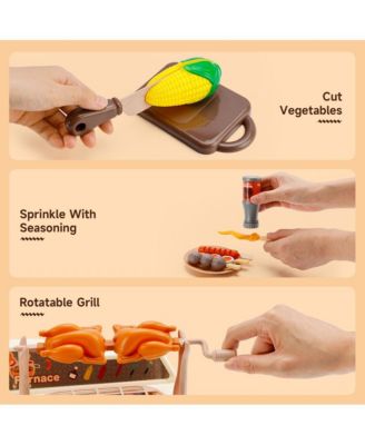 36-Piece Grill & Cook Playset for Kids with Realistic Mist Spray & Sizzle Sound for Pretend BBQ