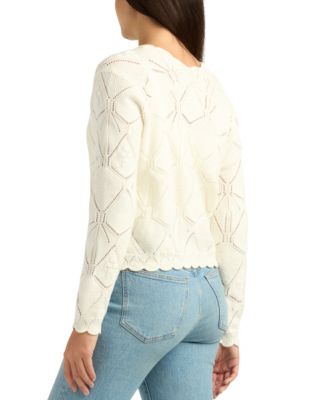 Juniors' Printed Long-Sleeve V-Neck Cardigan Sweater
