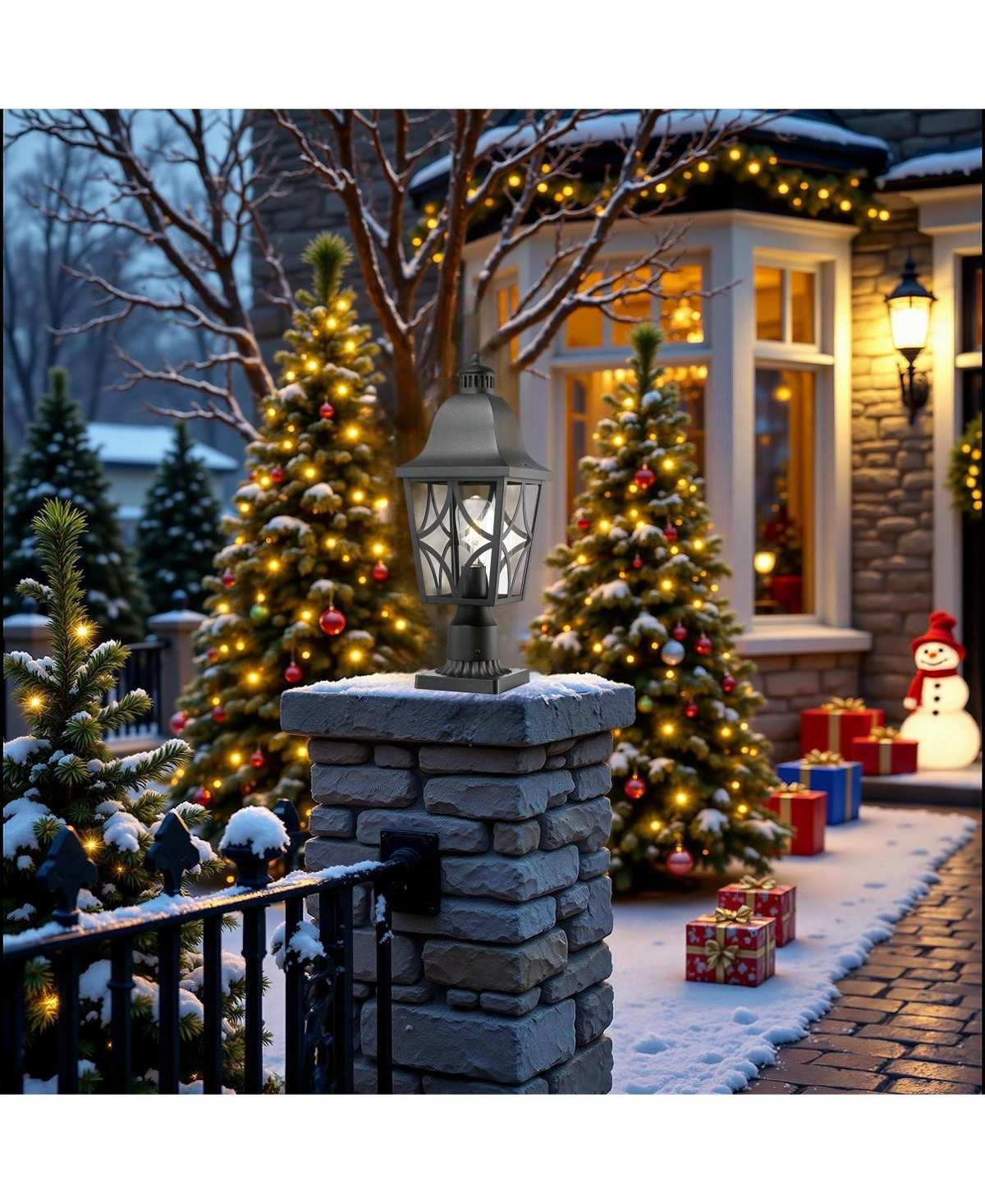 Flynama Outdoor Post Lights Lamp Post Light Fixture, Waterproof Aluminum Housing with Glass, Fence Post Deck Lighting for Garden