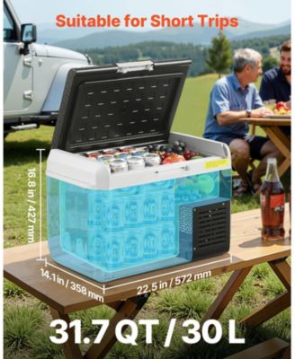 31.7QT/30L 12 Volt Car Refrigerator, Portable Electric Cooler, -4 68  Adjustable Temperature, 12/24V DC and 100-240V AC