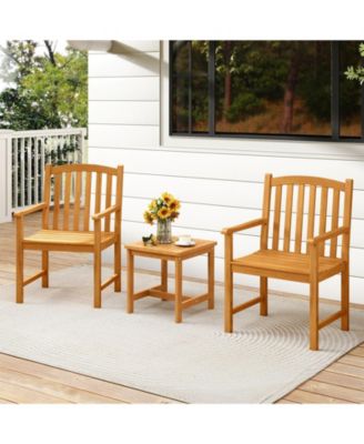 Outdoor Patio Chairs Set of 2 with Slatted Seat for Porch