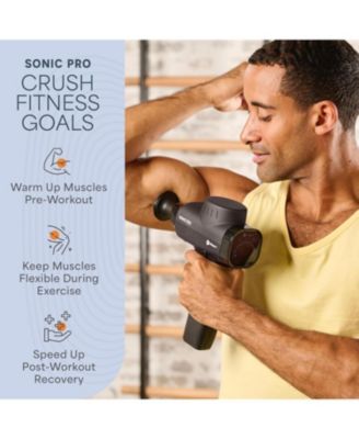 Sonic Pro Handheld Percussion Massage Gun with 8 Attachments for Deep Tissue Relief