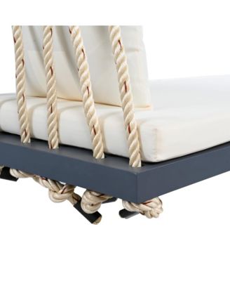 Patio Wooden Swing Chair, Hanging Porch Swing Bench with Cushion&Pillows, 10.8Ft Hemp Ropes for Garden,Backyard, Lawn,Gray