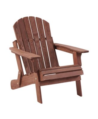Oversize Wooden Outdoor Folding Adirondack Chair with Pre-Assembled BackRest & SeatBoard, Wood Patio Chair for Garden Backyard Porch Pool Deck Firepit