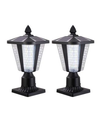 15 Inch Solar Powered Outdoor Lantern with Adjustable Brightness for Garden and Pathway 2-Pack