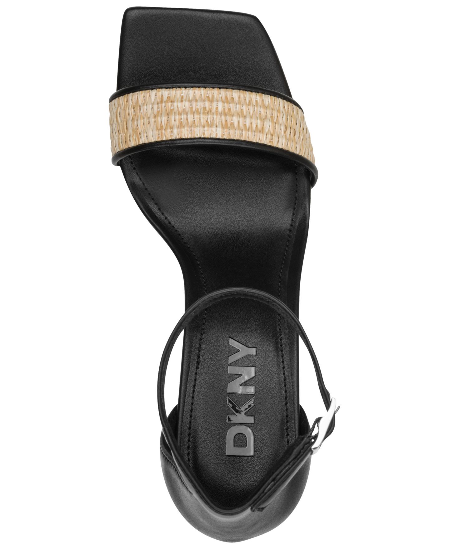 Женские босоножки DKNY Krazz из рафии с ремешком на щиколотке, цвет: Чёрный — фото 4