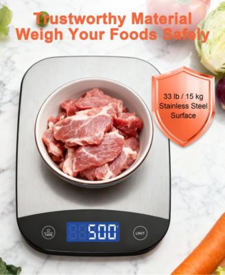 Stainless Steel Kitchen Food Scale with LCD Display & USB Rechargeable