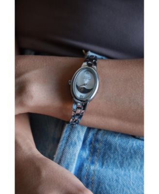 Women's Silver 30x25mm Sun Moon Dial Link Bracelet Watch