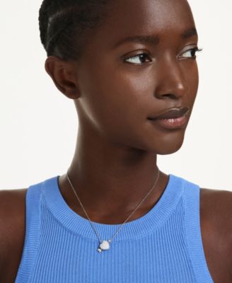 Mixed Cuts, Heart, White, Mixed Metal Finish Idyllia Pendant Necklaces