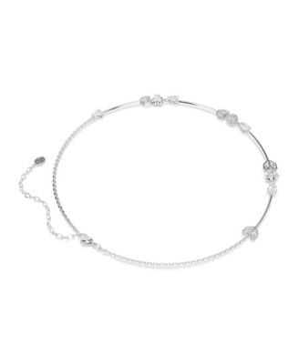 Heart with Arrow, White, Rhodium Plated Idyllia Necklace