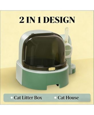 Covered Cat Litter Box in Green