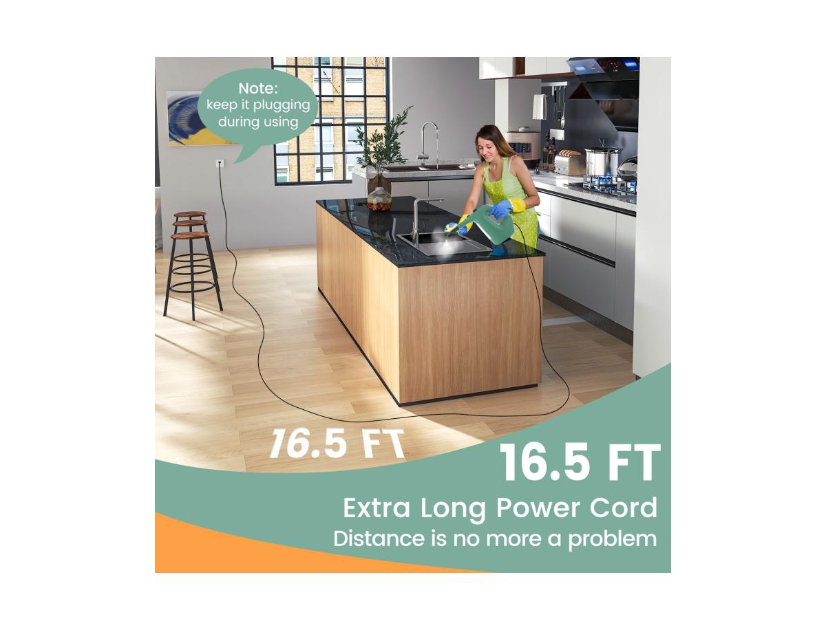 1400W Handheld Steam Cleaner with 14-Piece Accessory Kit and Child Lock