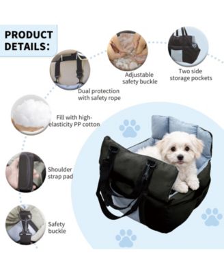 Dog Car Seat for Small Dogs Travel Safety Pet Seat Waterproof with Storage Pockets Black