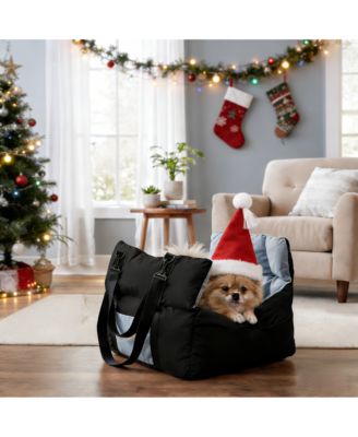 Dog Car Seat for Small Dogs Travel Safety Pet Seat Waterproof with Storage Pockets Black