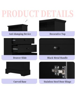 Bathroom Storage Cabinet, with 3 Drawers and Adjustable Shelves, Modern Cabinet