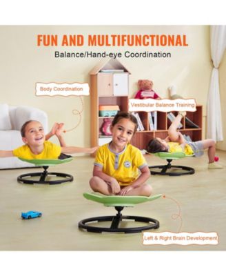 Elephant Kids Swivel Chair, 360&deg; Spin, 220-Lb Capacity, Non-Slip Metal Base, Sensory Sit-and-Spin Chair, Green