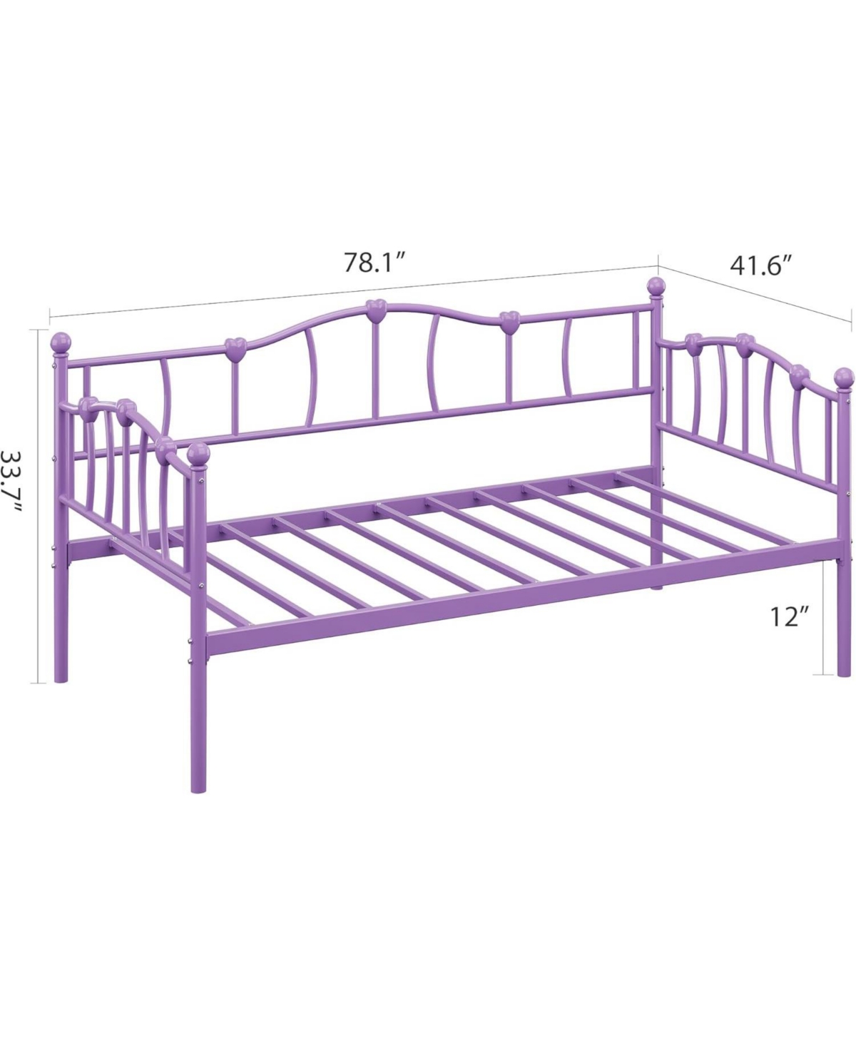gaomon Metal Daybed, Platform Sofa Bed with Stylish Headboard, Heavy-Duty Steel Slats, Space-Saving