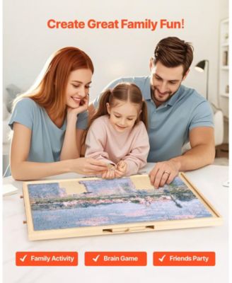 1000-Piece Rotating Puzzle Board 29"x21" with Drawers and Cover