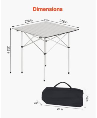 Compact Roll-Up Camping Table, Lightweight Aluminum with Carry Bag, Silver