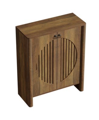 Shoe Cabinet with Flated Doors, 5-Tier Shoe Storage Organizer for Entryway, Living Room, Bedroom, Closet, Rustic Brown