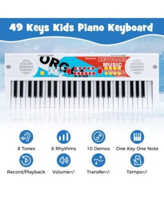 Kids Piano Keyboard with Microphone and Portable 49 Key Electric Music Toy