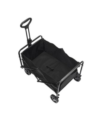2 cu.ft Collapsible Folding Grass Wagon Cart, All-Terrain 5in Wheels, 220 lbs Capacity, Drink Holders, for Camping Shopping Garden