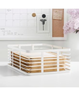 Metal Pantry Basket with Handles - Set of 2 - Matte White