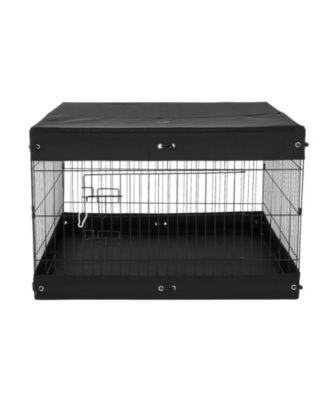 Dog Playpen, 4-Panel 24 x 36 in Foldable Metal Exercise Pen w/ Door, Top Cover & Bottom Pad, Indoor/Outdoor Pet Fence