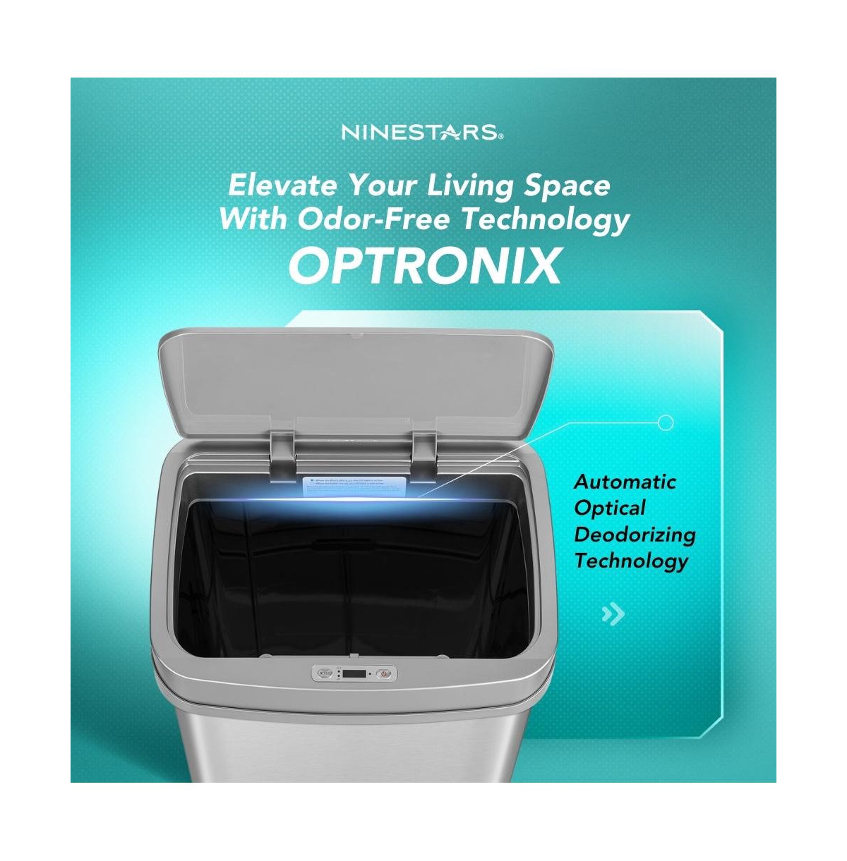 Ninestars Nova Series 13 Gallon Odor Elimating Automatic Kitchen Trash Can