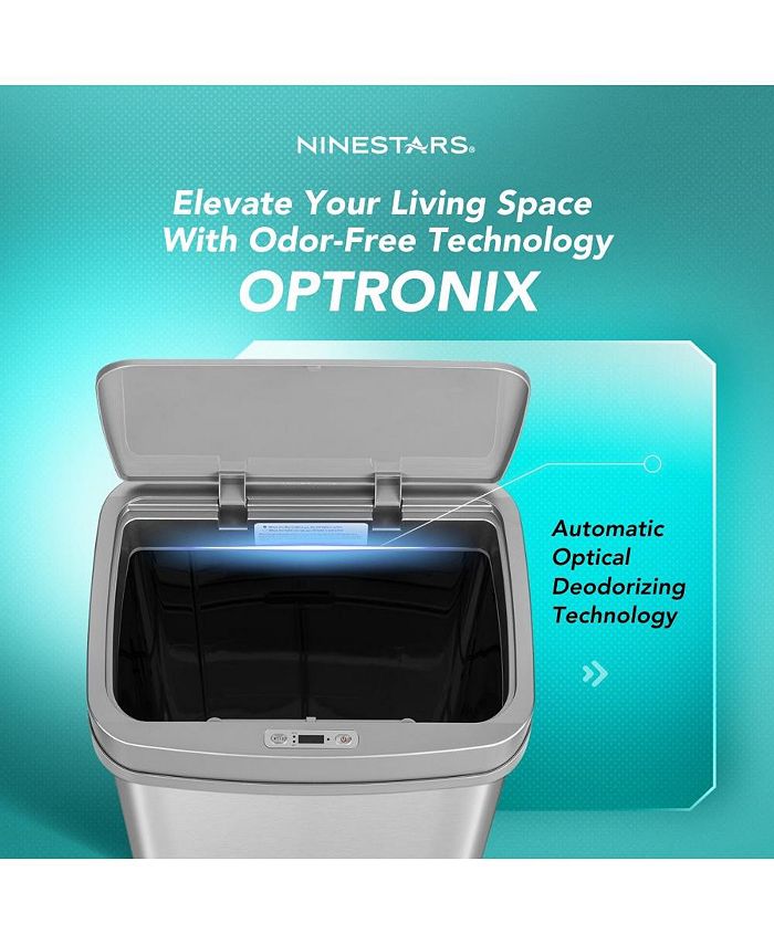 Ninestars Nova Series 13 Gallon Odor Elimating Automatic Kitchen Trash Can - Silver