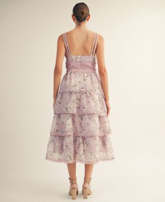 Women's Sylvie Floral Tiered Trim Midi Dress
