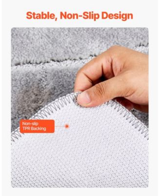 Gray Door Mat, 35.8 x 24.0 in Low-Profile Doormat w/ Non-Slip TPR Backing, Absorbent Dirt-Trapping Entry Mat for Porch/Patio