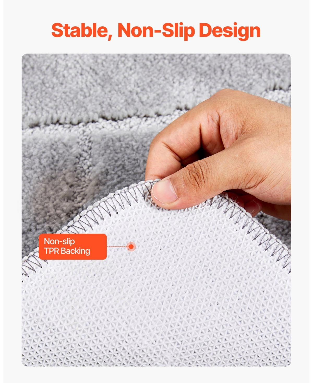 Cozito Gray Door Mat, 35.8 x 24.0 in Low-Profile Doormat w/ Non-Slip Tpr Backing, Absorbent Dirt-Trapping Entry Mat for Porch/Patio