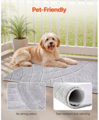 Gray Door Mat, 35.8 x 24.0 in Low-Profile Doormat w/ Non-Slip TPR Backing, Absorbent Dirt-Trapping Entry Mat for Porch/Patio