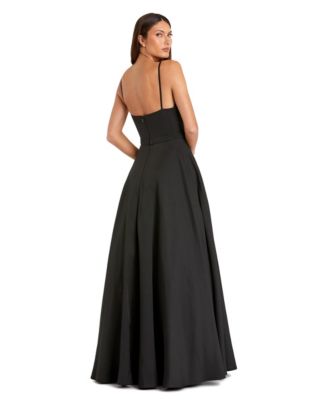 Petite V-Neck Ball Gown with Belted A-Line Skirt