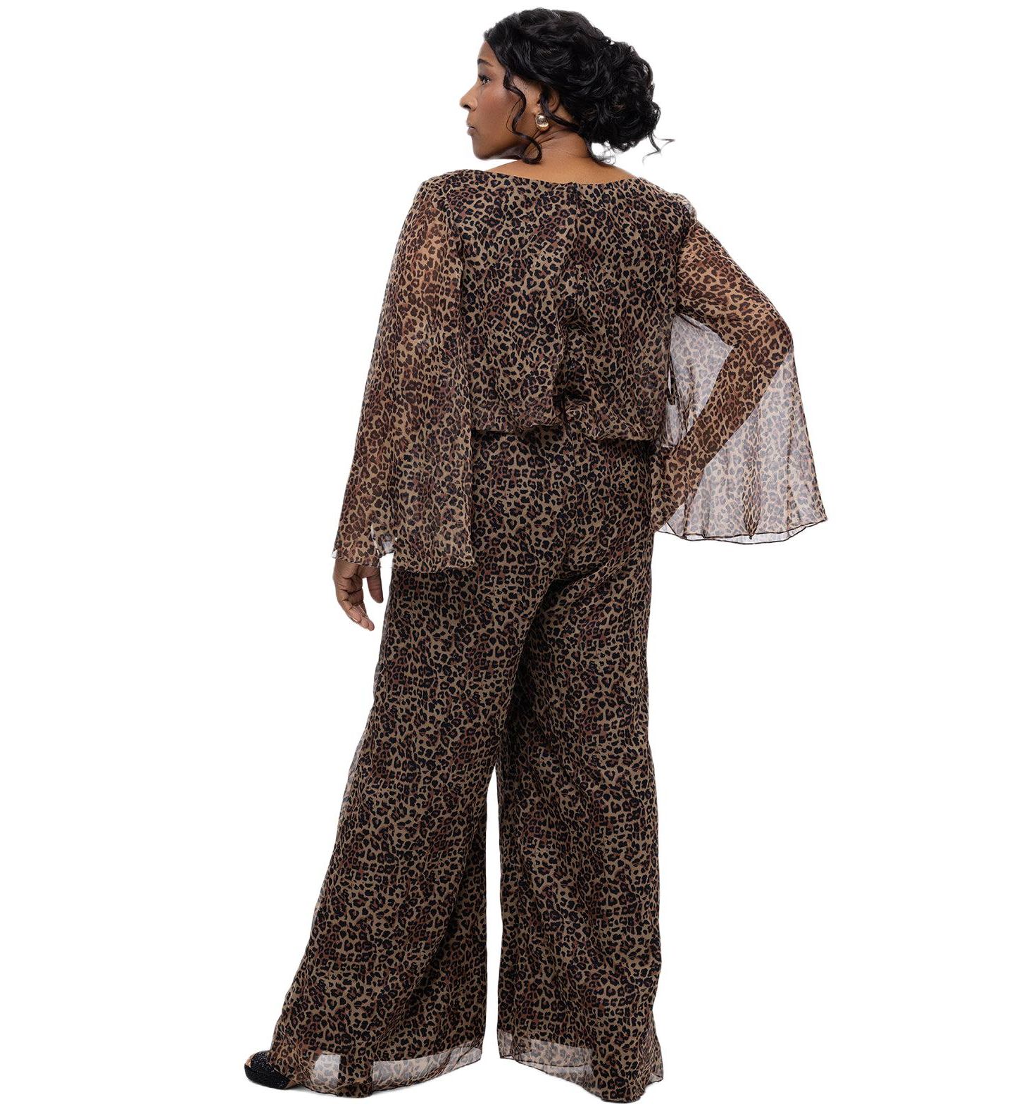 Женский комбинезон Celebrations by Sydney's Closet Scoop Neck Wide Leg Animal Print Jumpsuit, цвет: С принтом — фото 3
