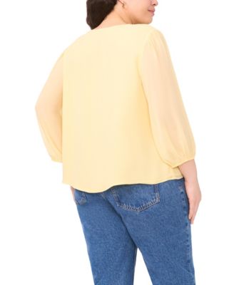 Plus Size Ruffle Detail V-Neck Top