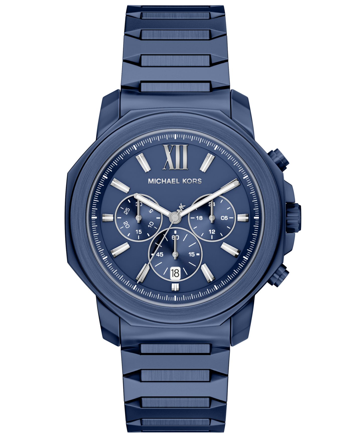 Мужские часы Michael Kors Prescott Chronograph Blue Stainless Steel Watch, 44mm — фото 1