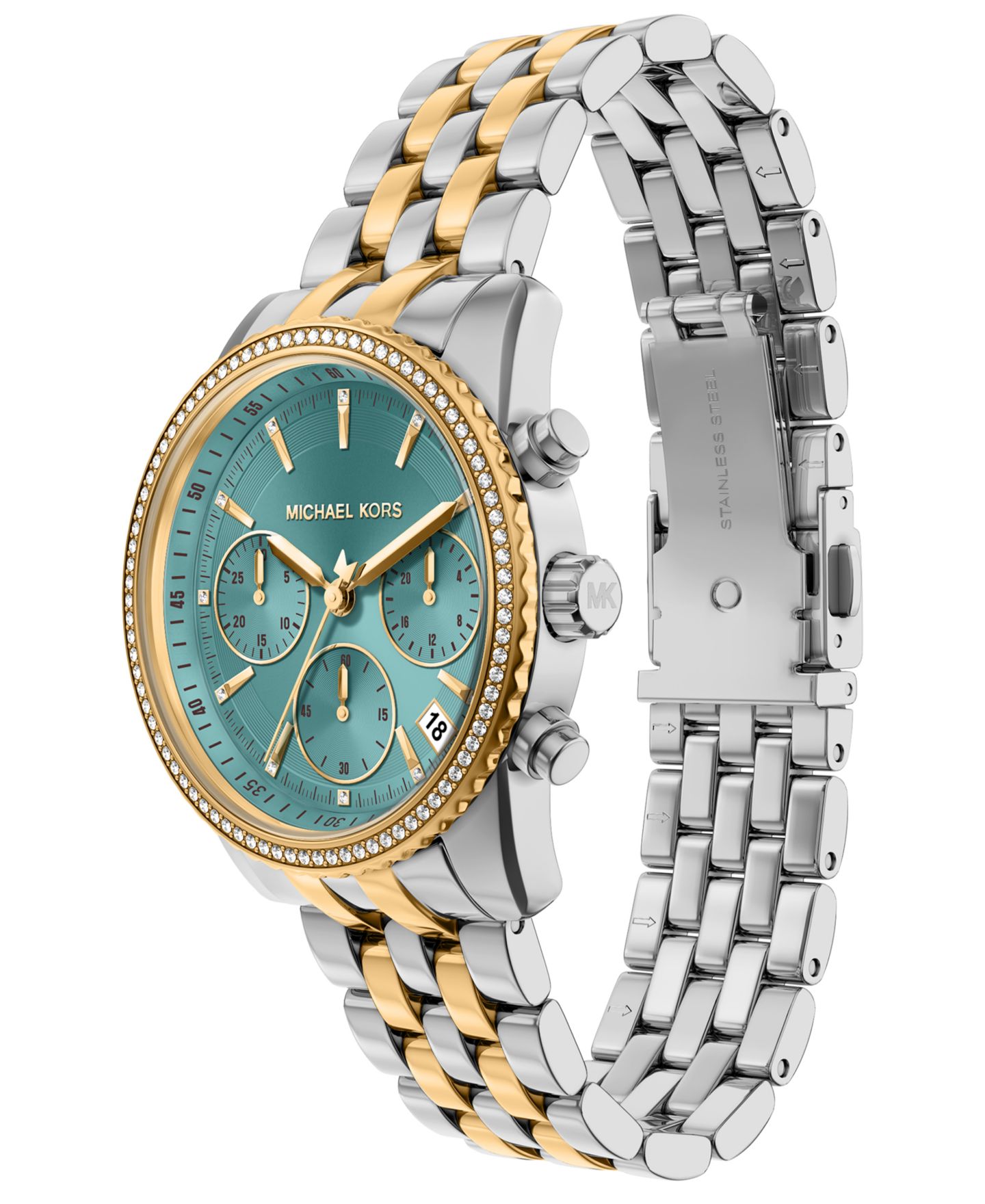 Женские часы Michael Kors Bryant Chronograph Two-Tone Stainless Steel Watch, 35mm — фото 6